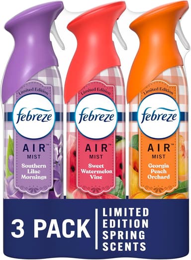 Febreze Air Mist Air Freshener, Southern Lilac, Peach, Watermelon, 3 Pack