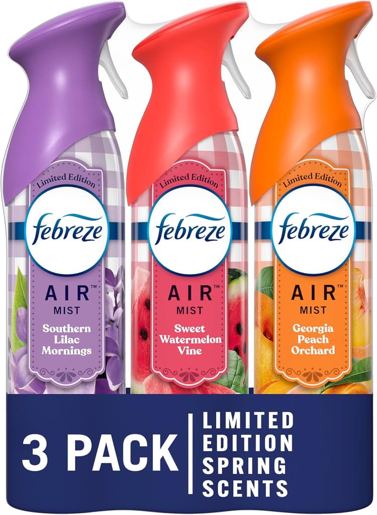Febreze Air Mist Air Freshener, Southern Lilac, Peach, Watermelon, 3 Pack