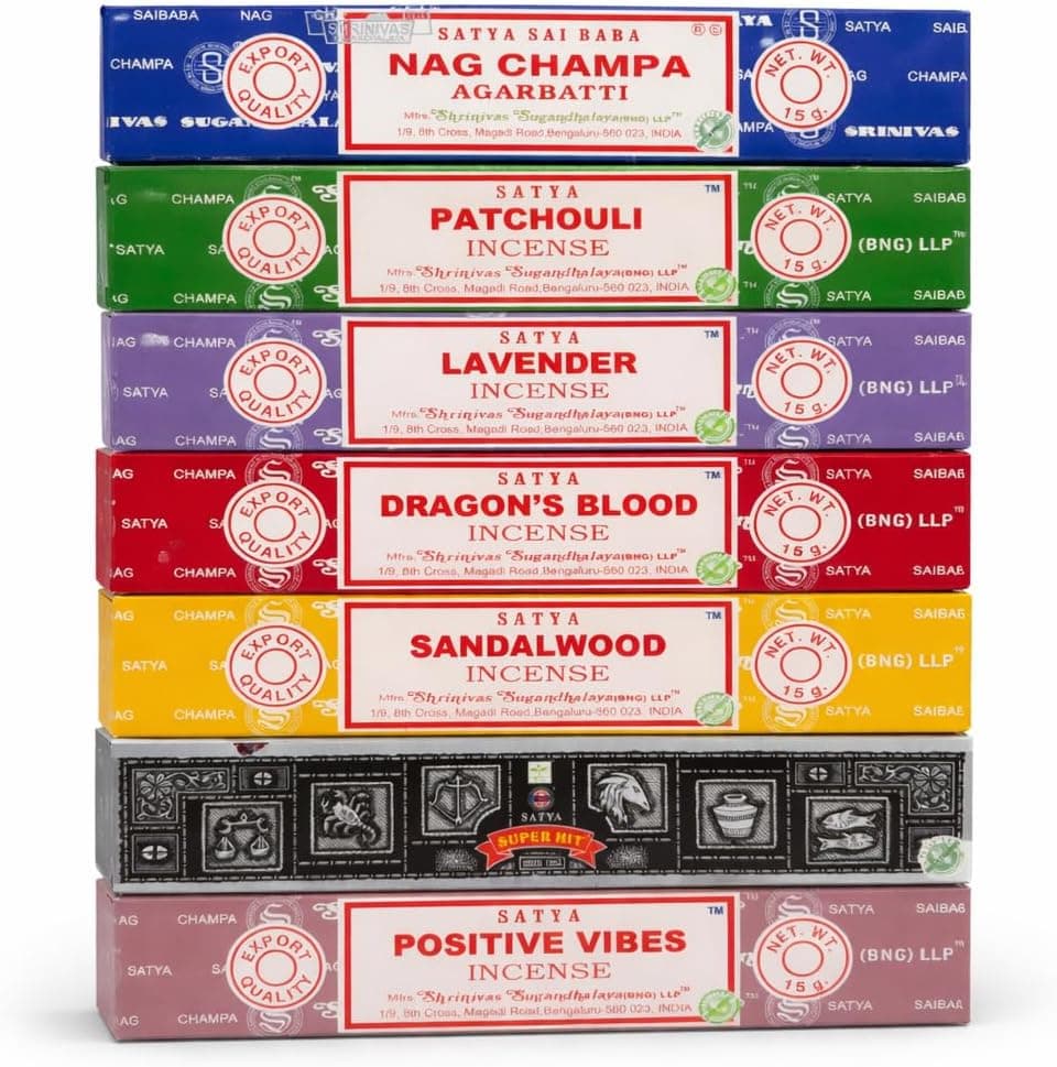 Satya Incense Gift Set, 8 Scents, 15 g Boxes